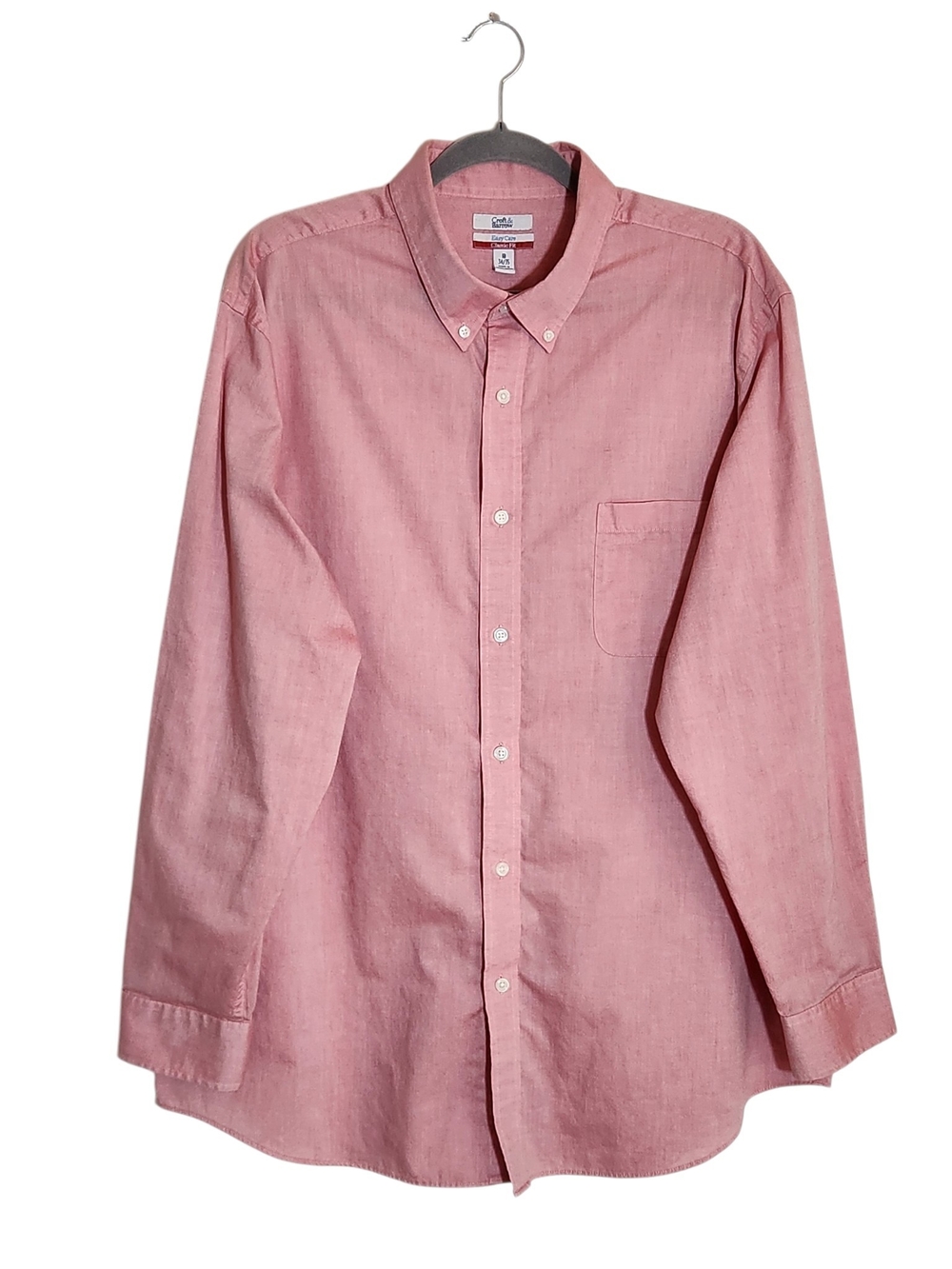 Croft and Barrow Pink/Nantucket Red Button Down Shirt Size 18 34/35